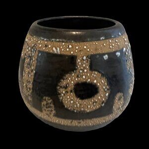 Lapid Israel Ceramic Vase Signed, Short Vase, Mid Century Vase, Israeli Pottery